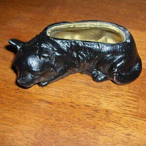 Brass Cat figure, Paperweight, pen holder, plant pot